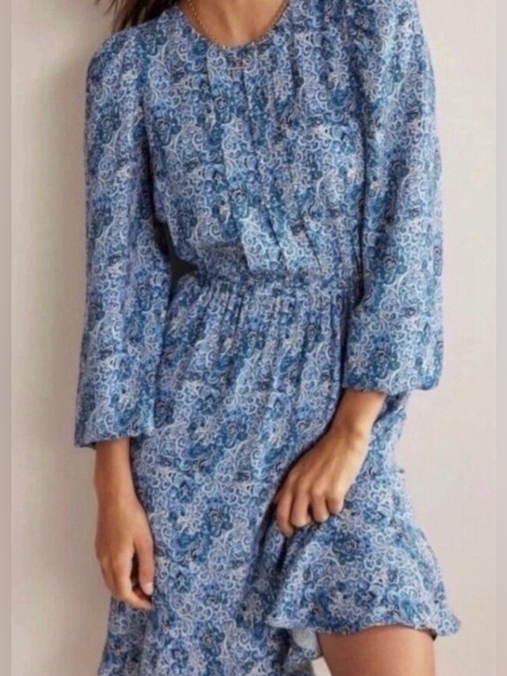 Boden ecovera Dress paisley pleated 14L is 10L NEW NWT